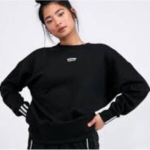 Adidas Originals Sweatshirt Crewneck Retro Stripe Black White Womens Size Medium
